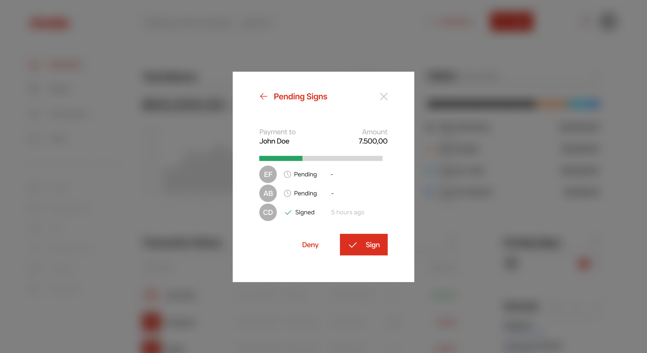 Pending Signs Modal